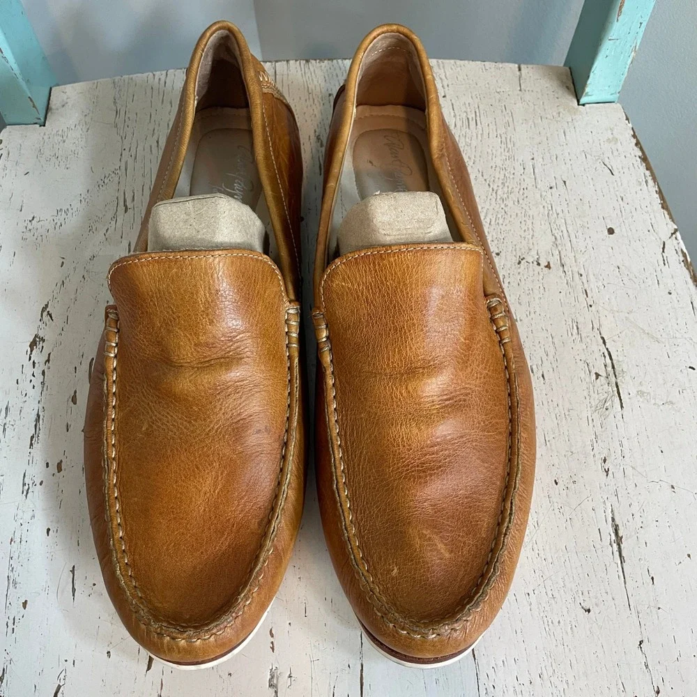 Alan Payne Brown Leather Slip On Venetian Driving Loafers Size 11 Made in Mexico